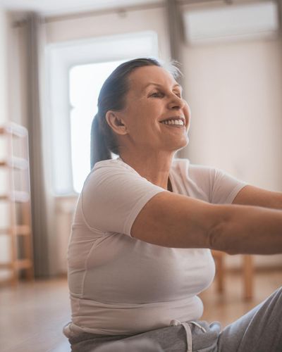 Happy person feeling energetic after morning activity